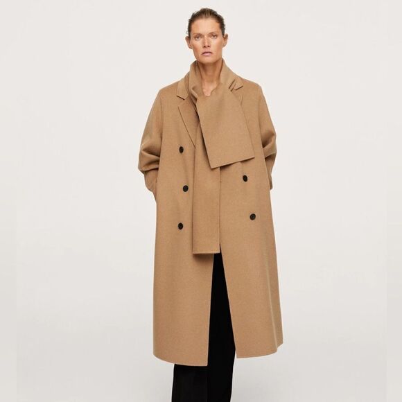 Mango Wool Blend Coat With Scarf New - Picture 10 of 17